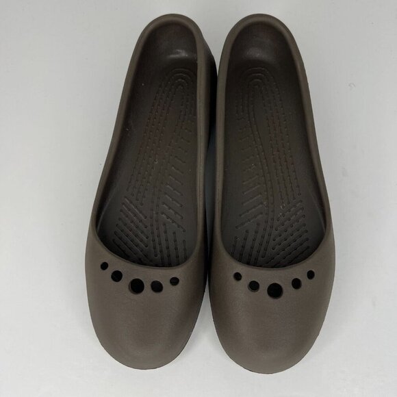 Crocs Women's Brown Breathable Solid Comfort Slip On Size 7 Rubber Flats - Picture 4 of 9